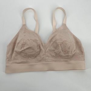 Tommy John Second Skin Triangle Bralette Sz L A-C Pink Lace Wireless